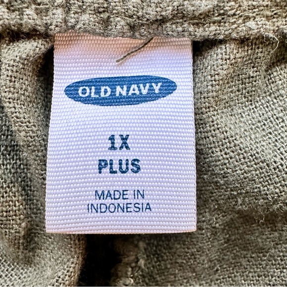 Old Navy Olive Green high waist slouchy linen blend pant 1 XL - Picture 7 of 10